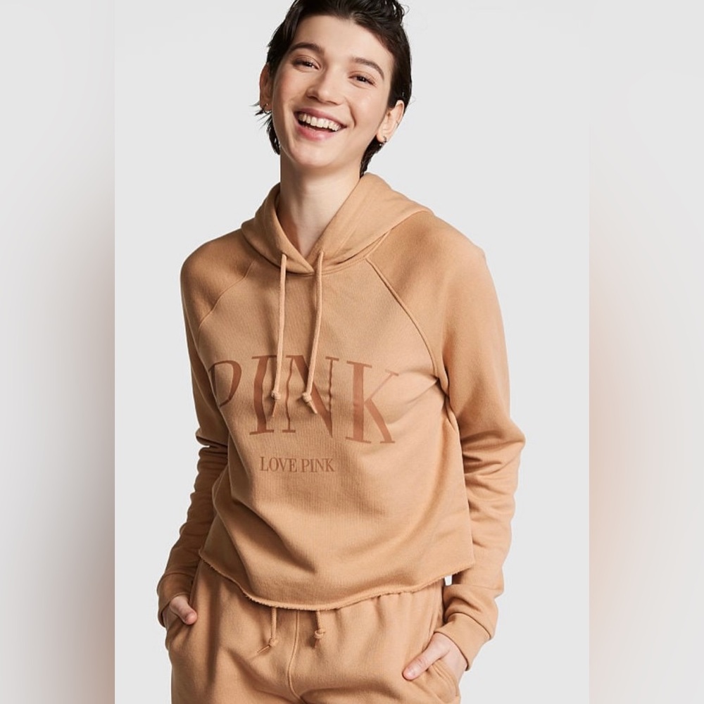 NWT VICTORIA’S SECRET PINK EVERYDAY GOLDEN CAMEL FLEECE HOODIE~XXL